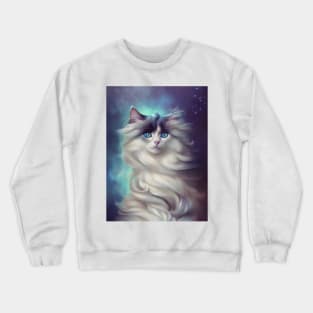 Long Haired Cat - Modern Digital Art Crewneck Sweatshirt